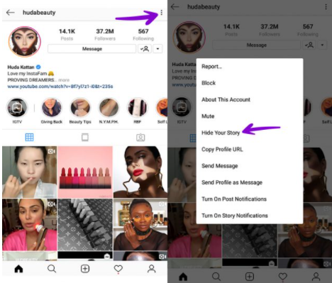 instagram hide your story